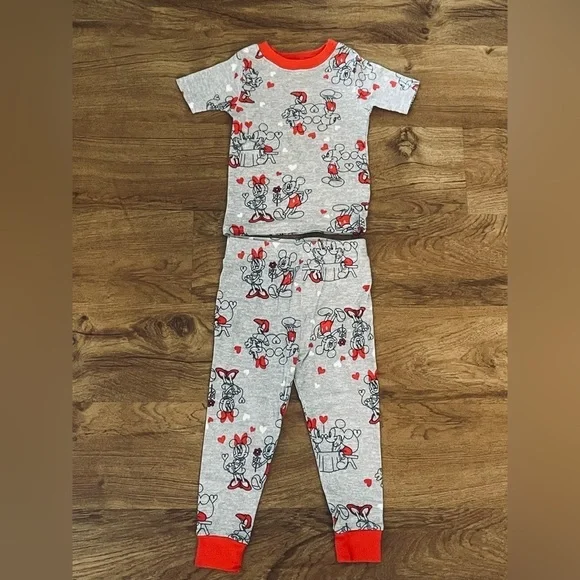 Disney Junior Mickey & Minnie Mouse 100% cotton 2pc Pajama set Toddler - Picture 2 of 4